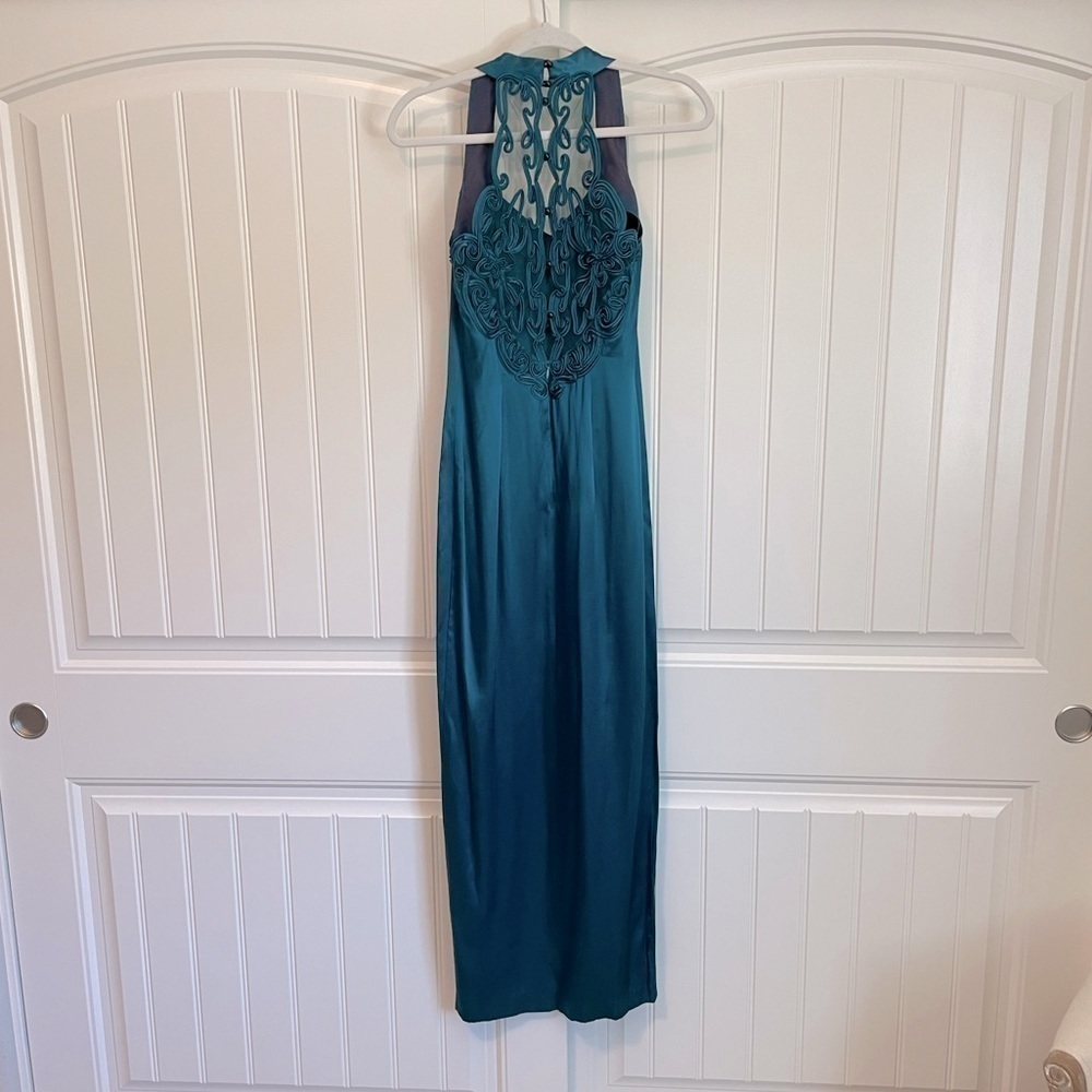 Vintage Gunne Sax green 90’s slip dress with slit formal coctail size Small